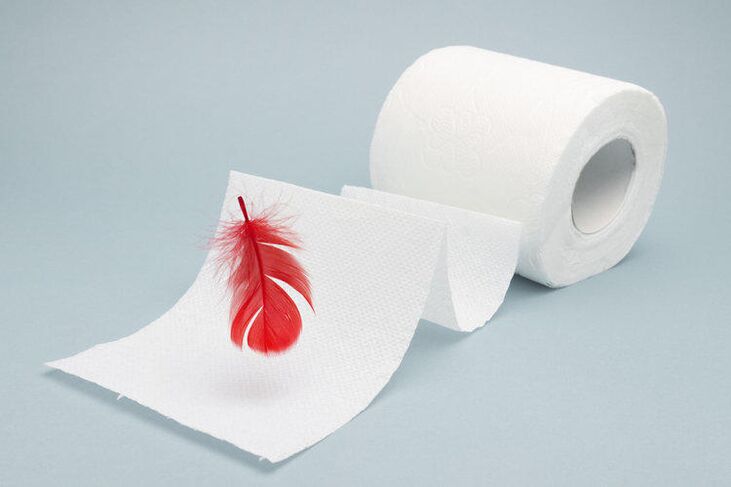 Blood Hemorrhoid Sign on Toilet Paper